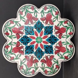 Artnicea Handmade, Hand painted Turkish Ceramic Floral Trivet.